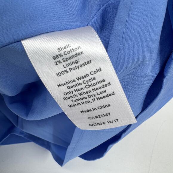 Talbots Dress Womens 12 Blue Floral Fit & Flare + Pockets Coastal Midi Zip Up - Picture 7 of 10